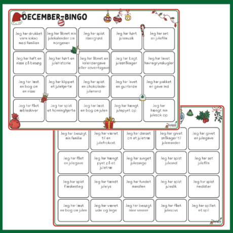 December- og Juleferiebingo