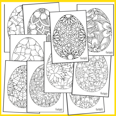 Finurlige Påskeæg Mandala (farvelæg)
