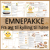 Arbejd emne-orienteret med ægget, kyllingen og hønen: vi har lavet en finurlig emnepakke, der tager jer gennem livscyklus, anatomi og meget mere. Pakken indeholder også et hæfte til jer, der ønsker at ruge egne rugeæg på rugemaskine.