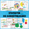 Stor finurlig pakke med skabeloner, spilleplader, materialer og fif til legende læring med STATISTIK OG SANDSYNLIGHED.