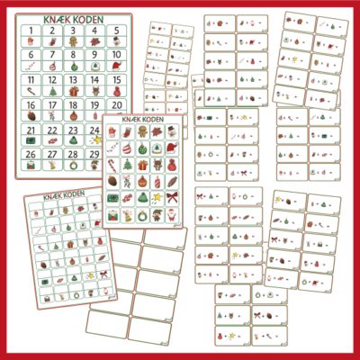 Knæk Koden - Julen (1-30) Plus, Minus og Gange Med Knæk koden – julen, skal børnene arbejde med tal-forståelse, tal-genkendelse og plus- og minusstrategier og gange.