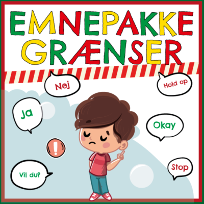 Billed af emnepakke om grænser med finurlige og visuelle materialer til styrkelse af trivsel og læring.