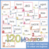 Billede af Monsterord-kort med 120 mest brugte ord, store og små bogstaver, til leg og læring.