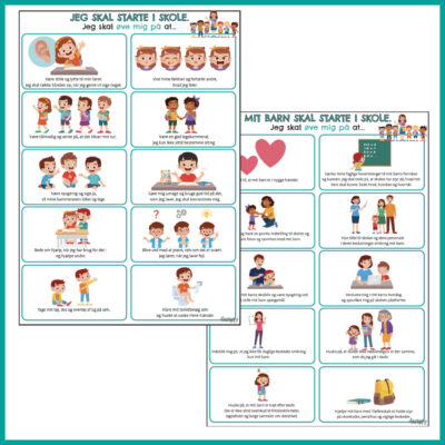 “Jeg skal øve mig på…”-liste til barn og forældre i forbindelse med kommende skolestart. Gør skolestarten til en tryg og behagelig oplevelse, hvor listen kan fungerer som dialogisk redskab, der styrker barnet til kommende skolestart.