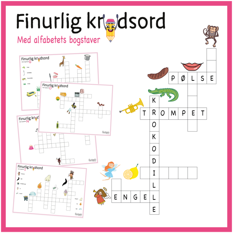 Krydsord til børn Legende læring med alfabetets bogstaver 📚 ️