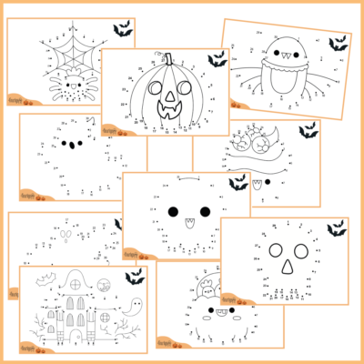 Prik til prik opgaver – Tallene 1-30 – Halloween
