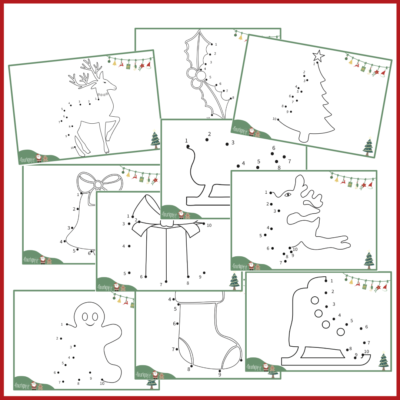 Prik til prik opgaver - Tallene 1-10 - Jul Prik til prik opgaver - Tallene 1-10 - Jul