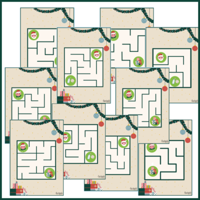 Finurlige labyrinter - Jul - Sværhedsgrad 1 Finurlige labyrinter - Jul - Sværhedsgrad 1