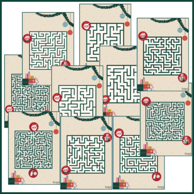 Finurlige labyrinter - Jul - Sværhedsgrad 3 Finurlige labyrinter - Jul - Sværhedsgrad 3