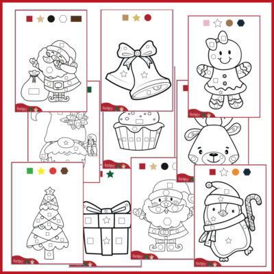 Farvelæg efter former - Jul Farvelæg efter former - Jul