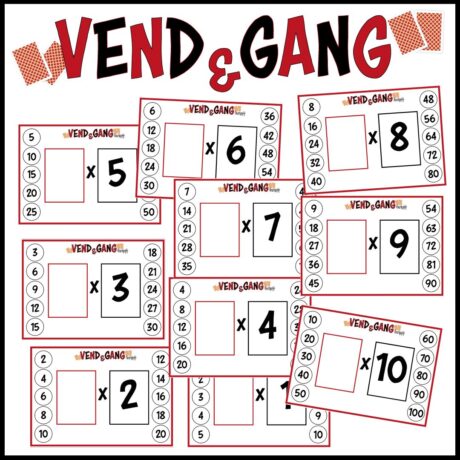 Vend & Gang - GANGE med spillekort (1-10 tabellen)