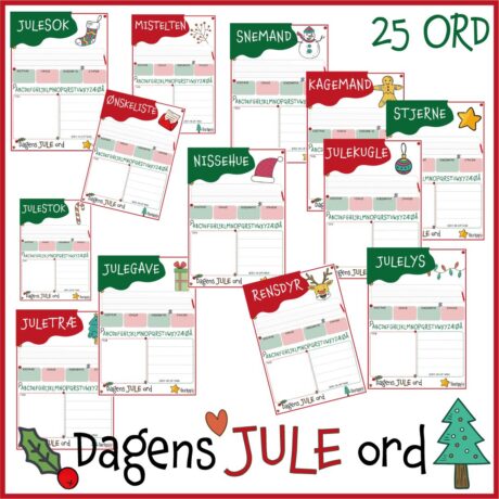 Dagens JULE-ord - Skriveskabeloner til jul