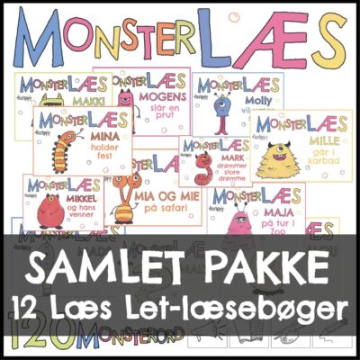 120 MONSTERORD - LÆSEBØGER - SAMLET PAKKE (12 Læs Let-læsebøger)