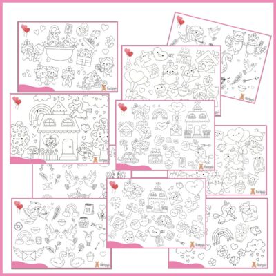 Farvelægningsunderlag – Tegn og farvelæg med valentinsmagi Farvelægningsunderlag – Tegn og farvelæg med valentinsmagi