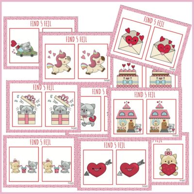 Find fejlene (5 fejl) – for de små – Valentin