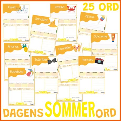 Dagens SOMMER-ord - Skriveskabeloner til sommer