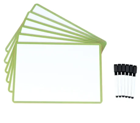 Farvede whiteboards med prikket gitter og blank overflade – A4 – 6 stk.