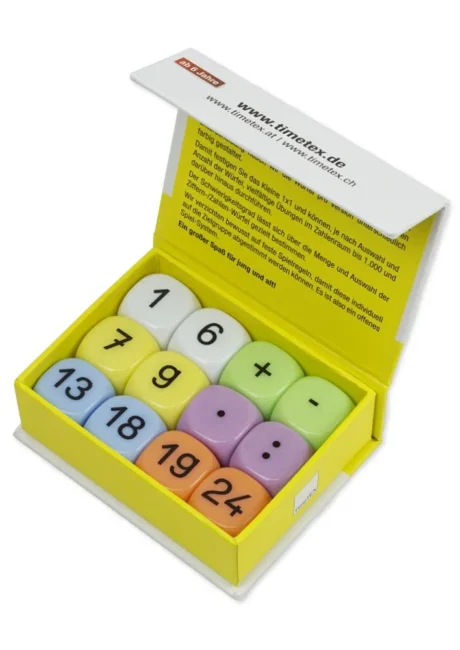 Matematiske terninger i æske (sæt) - 12 stk.