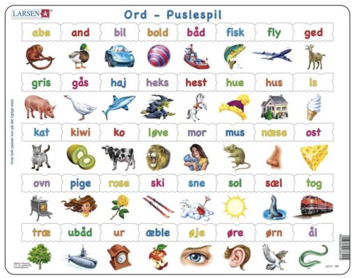 Puslespil - Lær at læse - Ord - 40 brikker - Maxi