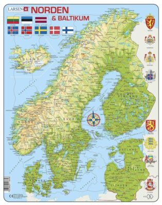 Puslespil - Kort over Norden - 75 brikker - Maxi