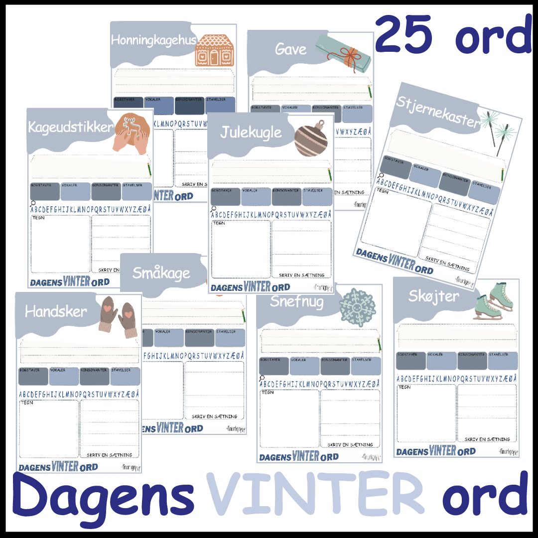Dagens VINTER-ord - Skriveskabeloner til vinter Dagens VINTER-ord - Skriveskabeloner til vinter
