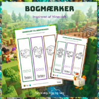 Forside til bogmærker med ark af brede bogmærker med dyremotiver