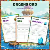 Forside til Dagens ord med tre ordark om blok, bog og diamant