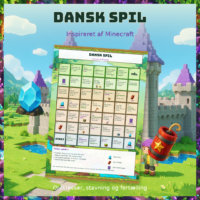 Forside til danskspillet med den stående spilleplade foran et slot