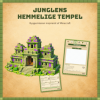 Forside til byggemissionen junglens hemmelige tempel med et grønt jungletempel i sten med trapper