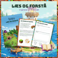 Forside til Læs og forstå med hæftet og to opslag foran en bygning ved vandet