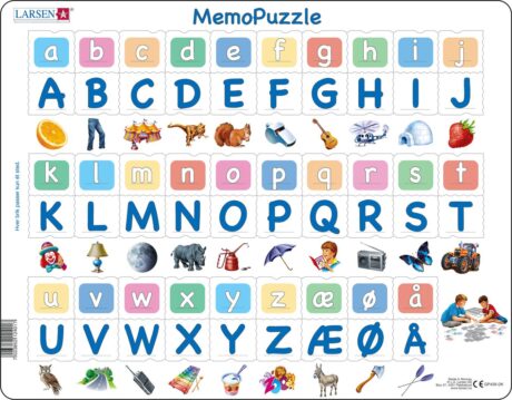 Larsen MemoPuzzle med alfabetets store og små bogstaver inkl. æ, ø og å