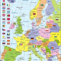 Larsen puslespil med Europakort og landenes flag, dansk udgave