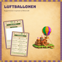 Forside til byggemissionen luftballonen med en stribet luftballon over et lille hus