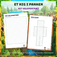 To tegneark med kvadratnet til hoved og overkrop og til en hel figur