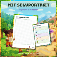 Forside til Mit selvportræt med tegneark og et faktaark om egen figur