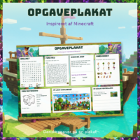 Forside til opgaveplakaten vist som ét stort ark i liggende format
