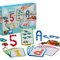 Plus-Plus Learn to Build ABC & 123 – æske med opgavekort samt bogstaver og tal bygget af brikker