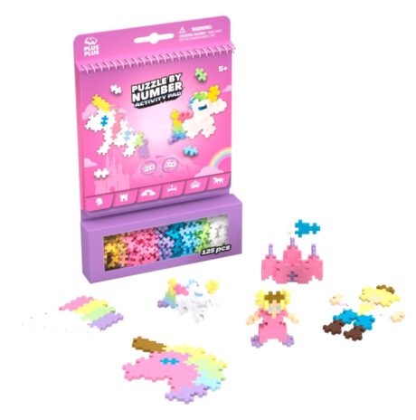 Puzzle by Number Aktivitetssæt Eventyr – opgavehæfte med 125 brikker og samlede eventyrfigurer