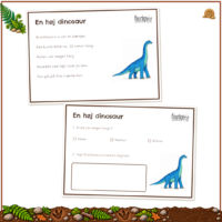Opslaget om Brachiosaurus med faktatekst over den matchende opgaveside