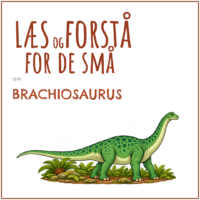Forside til LæsogForstå for de små om Brachiosaurus med en grøn Brachiosaurus med meget lang hals i et grønt bregnelandskab