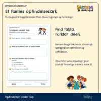 Det fælles opfindelsesark om lynlåsen med fire opgaver og åbne felter uden skrivelinjer