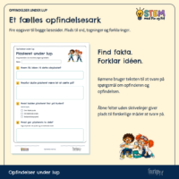 Det fælles opfindelsesark om plasteret med fire opgaver og åbne felter uden skrivelinjer