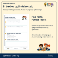 Det fælles opfindelsesark om Slinky med fire opgaver og åbne felter uden skrivelinjer