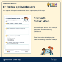 Det fælles opfindelsesark om vinduesviskeren med fire opgaver og åbne felter uden skrivelinjer