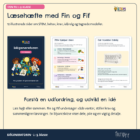 Opslag fra læsehæftet på 12 sider om brugerbehov, krav, valg af idé og modeller, med eksemplet om de våde vanter