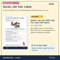 Faktakortet om skoen, der kan vokse, og Kenton Lee fra 2007, hvor remme kan indstilles, så den samme sandal passer flere størrelser