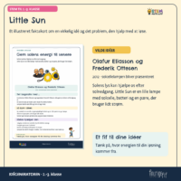 Faktakortet om Little Sun og Olafur Eliasson og Frederik Ottesen fra 2012, hvor solcelle, batteri og pære er samlet i én lampe