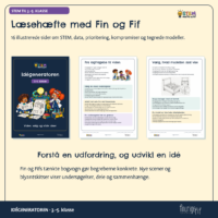Opslag fra læsehæftet på 16 sider vist med forsiden og to indersider: Fra iagttagelse til viden og Vælg, hvad modellen skal vise