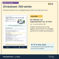 Faktakortet om Shinkansen 500-serien og Eiji Nakatsu og ingeniørholdet hos JR West fra 1997, hvor isfuglens næb blev til en lang tognæse