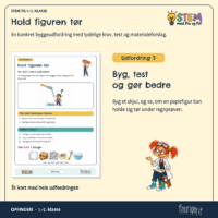 Udfordringskortet Hold figuren tør, hvor et papirtag skal holde en figur tør i regnprøven